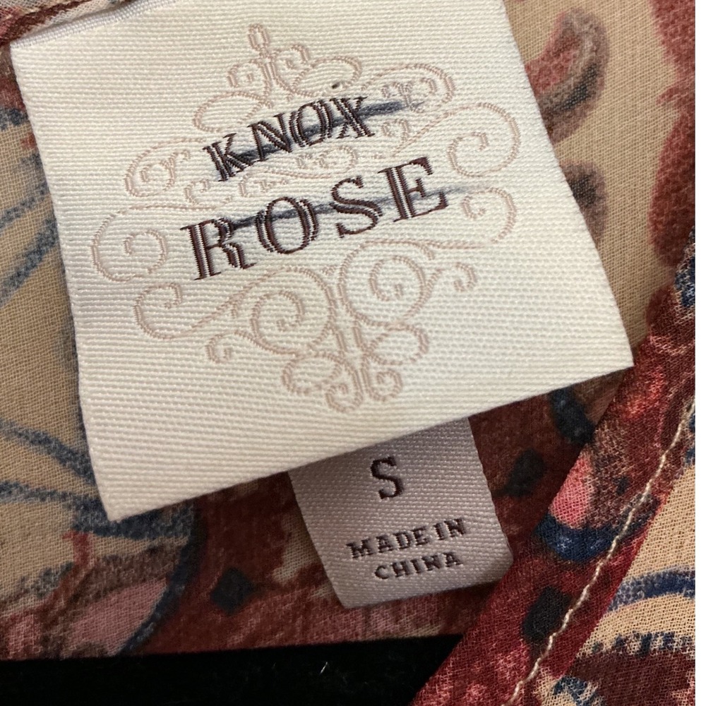 Knox Rose Womens Boho Paisley Embroidered Tiered Midi Dress Burgundy Small - Picture 4 of 7